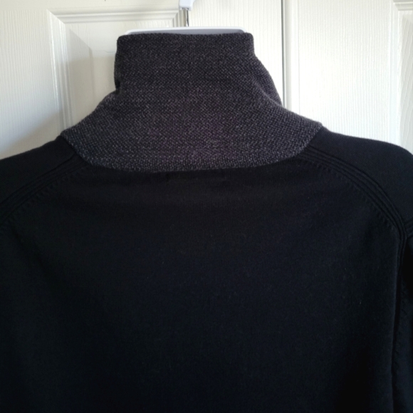Tasso Elba Supima Cotton Contrast Shawl black‎ gray collared sweater men's large - Picture 5 of 16